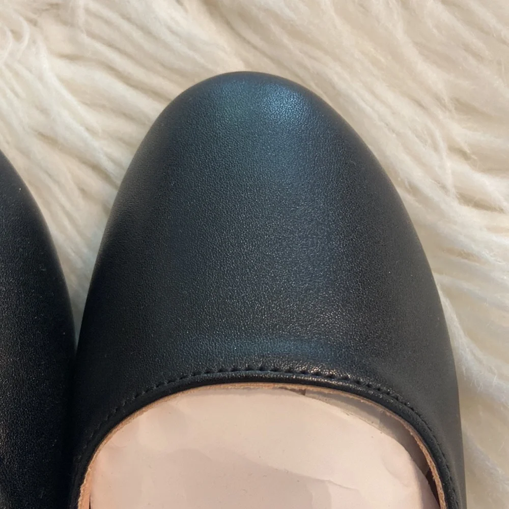 Chic Black Ballet Flats with Bow size 33 measurements of shoes provided in photo